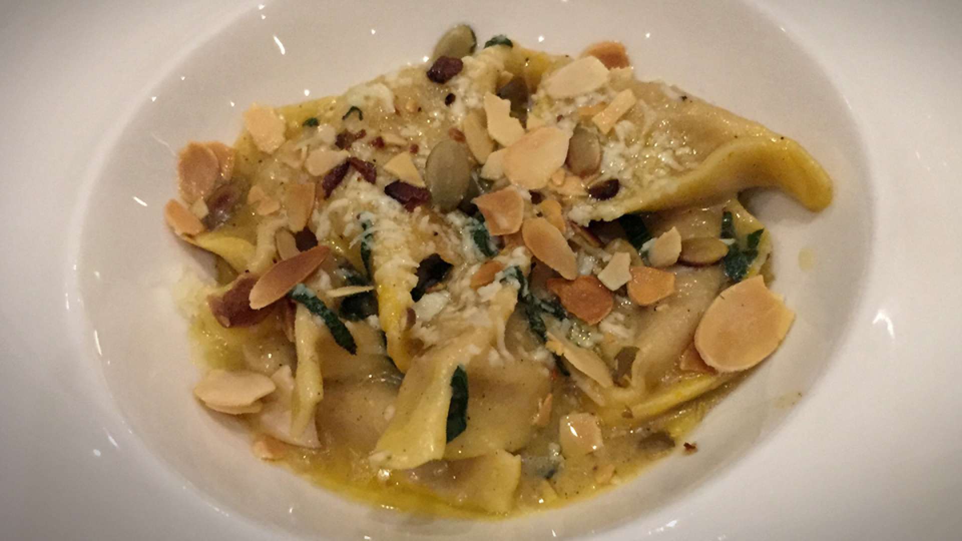 Il Lago - house made pumpkin caramelle with brown butter, sage and almonds